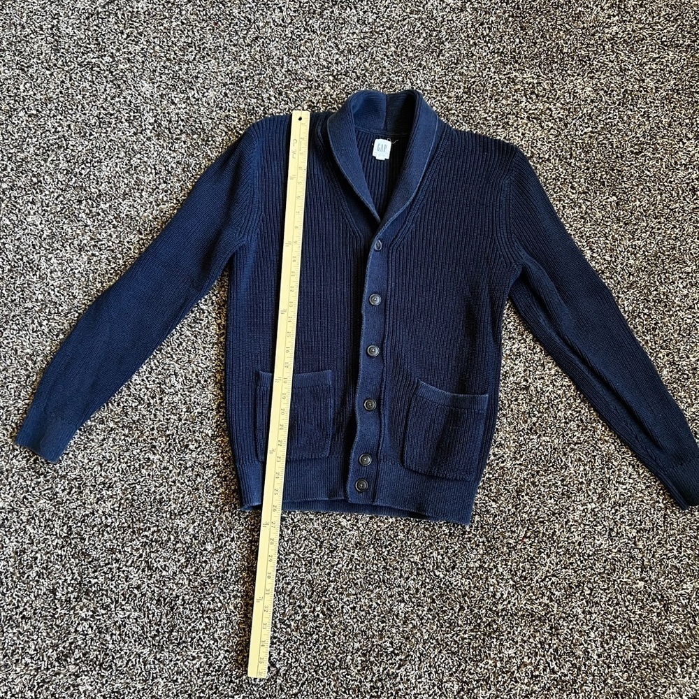 Men's Navy Cardigan Sweater - Picture 4 of 6